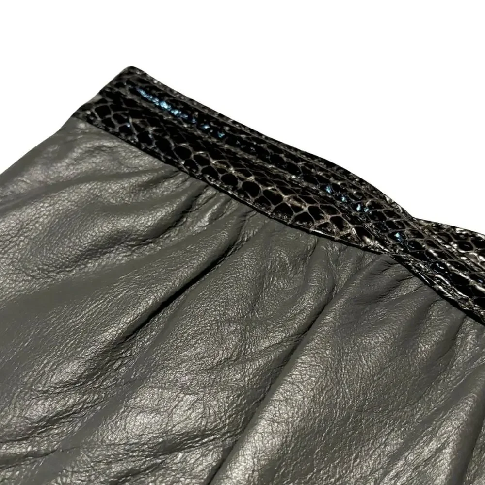 Vintage 1980s Ande Leather Clutch Shoulder Bag Gray